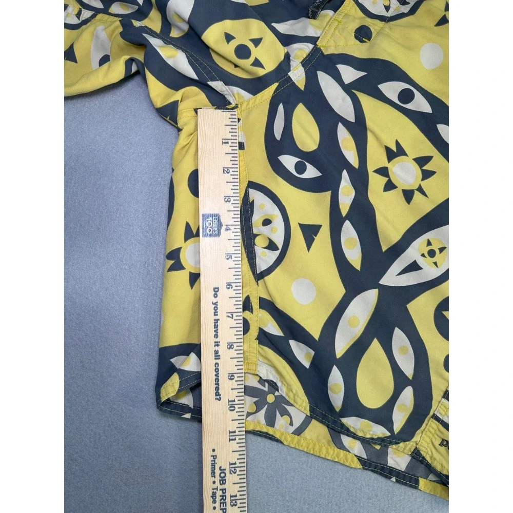 Patagonia‎ Board Shorts Mens 35 Yellow Grey Geometric Eye Print Swim Trunks